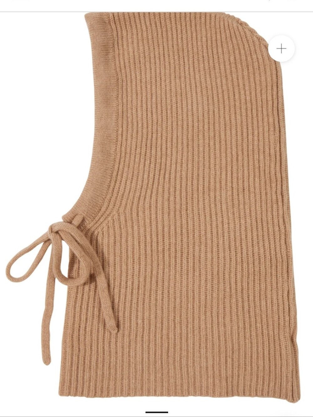 AMICALE CASHMERE RIBBED KNIT HOOD IN CAMEL / ONE SIZE